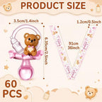 Coume 60 Pcs Baby Shower Pacifiers Necklace Game, White, Pink, Cute - Image 4