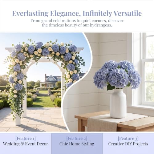 AVIVIHO 65pcs Dusty Blue Hydrangea Artificial Flowers Bulk, Fake Flowers - Image 4