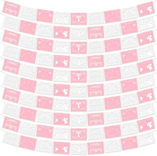 10 Pack 120 ft Pink Mi Bautizo Decoration Papel Picado Cielito Lindo Party by Eaasty