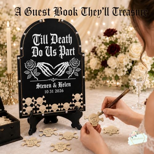 Personalized Wedding Guest Book Alternative, Gothic Tombstone Frame - Image 5