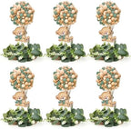 6 Set Baby Shower Bear Table Centerpieces Decortion Sage Green Bear with Eucalyptus Wreath Wood Slices Welcome Baby Table Toppers for Boy Or Girl Gender Reveal Party Favors by EYNDYN