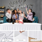 6 Pack White Spandex Table Covers 4ft Rectangle Ruffle Skirts for Party - Image 6