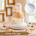 Wenqik White Metal Cake Stand 16 Inch with Cutting & Spatula - Image 3
