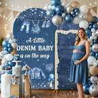 Serencatcher 7.2ft 6ft Denim Blue Jean Baby Shower Arch Backdrop Cover 2pcs - Image 5