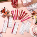 Engrowtic 50 Set Baby Shower Gifts Pens for Guests Bulk Baby Shower Party Favors Retractable Ballpoint Pens with Thank You Cards Gender Reveal Souvenirs Prizes Supplies Return Gifts (Pink Butterfly) - Image 4