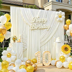 Besutolife 10FT x 15FT Wrinkle-Free Ivory Backdrop Curtains for Wedding, 2 Panels Ivory Fabric Photo Background Drapes for Wedding Reception, Birthday, Bridal & Baby Shower Decorations Photography - Image 4