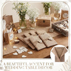 Tosstuki 50 Sets Pre-folded burlap Wedding Invitation Jackets for 5x7 Cards, Rustic Wedding Wraps with Wooden Heart Pendants Accessories for Bridal Shower & Vintage Party Decor - Image 6