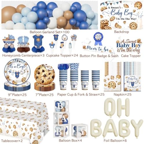 Cocomigo 297PCS Cookie Baby Shower Decorations for Boys Serves 25 - Image 2