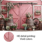 15x10ft Country Wedding Pink Photography Backdrop Rustic Wooden Door Photography Backdrop Farmhouse Flower Western Girl Birthday Baby Shower Wedding Bridal Party Banner Photo Booth Props Background - Image 7