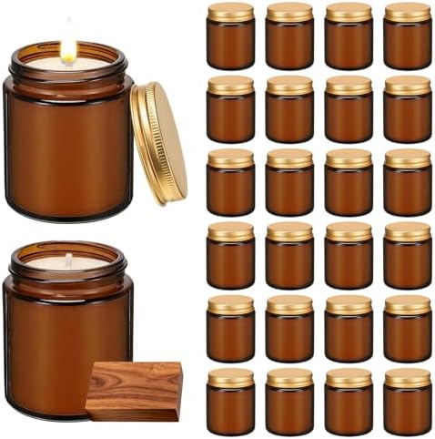 24 Pack 6 oz Mahogany & Teakwood Scented Soy Candles, Bulk Glass Jar Aromatherapy Candles, Long Lasting Soy Wax Candles for Home, Wedding, Party & Stress Relief by Veiuwa