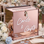 BreezeHug Rose Gold Acrylic Wedding Card Box with Slot and Lock, Money Gift Box with DIY Letters Cards Gifts/Thank You Letters, Baby Shower Graduation Birthday Party (Medium) by Unknown