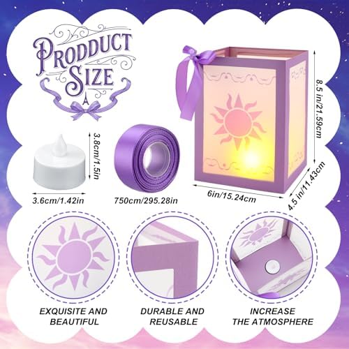 Retisee 12 Set Princess Sun Table Centerpiece with LED Purple Paper Lantern - Image 6