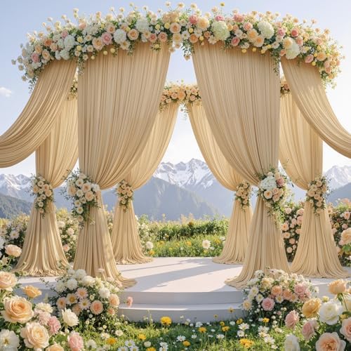 50ftx12ft Champagne Backdrop Curtain for Wedding Party 10 Panel 5×12FT Tall - Image 3