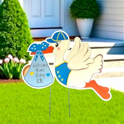 Welcome Home Baby Its a Boy Stork Sign by Cute+News