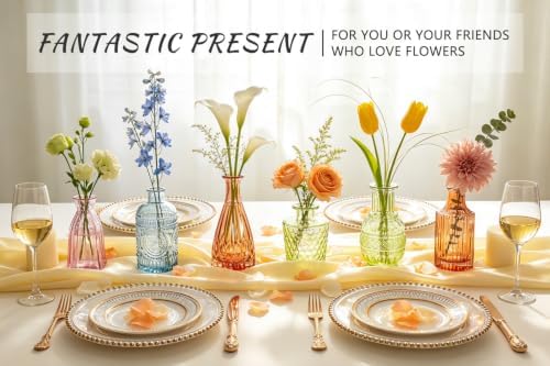 SUPMIND 16P Glass Bud Vases, Mix-Colored Small Flower Vase for Centerpieces - Image 3