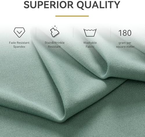 Spandex Tablecloth 6FT Rectangle Table Cover 4 Pcs Dusty Green Wrinkle-Free - Image 4