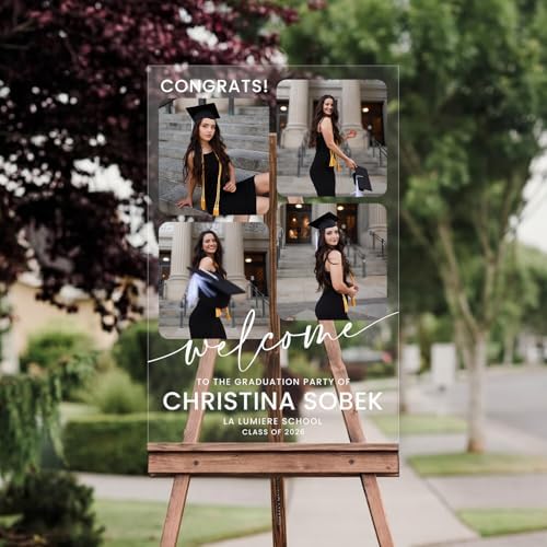 Personalized Graduation Yard Sign with Photo Collage, Custom Class of 2026 Graduation Sign for Outdoor Lawn Decor, Clear Acrylic or Frosted, Waterproof Display by Mapileng%E2%84%A2