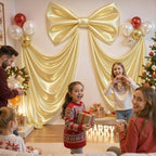 Big Gold Bow Backdrop Large Gold Bow Decor Gift Bows Birthday Decorations 48x24x120 Inches Giant Bow Birthday Party Backdrop for Wedding Baby Shower Photography Coquette Room Decor - Image 4
