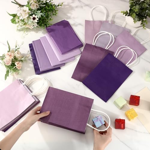 Kolldenn 50 Set Gradient Purple Gift Bags with Tissue Paper - Image 4