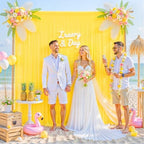 10ft x 10ft Yellow Backdrop Curtain for Parties Yellow Wrinkle Free Backdrop Drapes Panels for Birthday Party Baby Shower Wedding Photo Photography Polyester Fabric Background Decoration - Image 4
