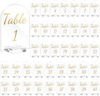 Qunclay 40 Pack 5 x 7 Inch Gold Acrylic Wedding Table Number 1-40 Clear Table Stand with Numbers Calligraphy Number Holders Signs for Wedding Reception Birthday Party Decorations by Qunclay