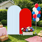 FYSUIMU 2 Pcs Blue White Striped Red Solid Arch Backdrop Covers Stretchy Spandex Arch Stand Fabric Cover for Patriotic Baby Shower Birthday Party Decoration (5ft/6ft) - Image 5
