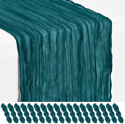 18 Pack Teal Cheesecloth Table Runner 17x108 Inches Boho Home Decor by Showgeous