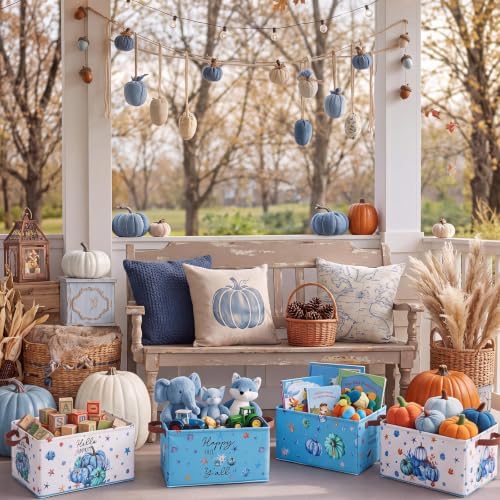 CHENGU 6 Pack Fall Storage Bins Collapsible Coastal Autumn Pumpkin Baskets - Image 6