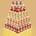 5 Tier Cupcake Stand,Clear Tiered Cupcake Tower with String Lights, Large Square Cupcake Holder Dessert Display for Baby Shower, Tea Party and Wedding by RLHDIS