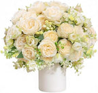 Peonies Artificial Flowers Bouquet, Lifelike Silk Fake Peonies with Stems for Home Table Centerpieces, Wedding, Party & DIY Bridal Floral Arrangements (12, Champagne) by Unknown