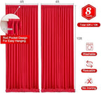 Red Backdrop Curtains 8 Panels-Wrinkle-Free Polyester Photography Drapes Party Photo Backgrounds for Wedding Christmas Photo Backdrops- 32 X10FT (Red) - Image 2