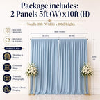 10ftx10ft Dusty Blue Backdrop Curtain for Wedding Parties, Wrinkle Free Silky Polyester 2 Panels Draping Fabric Photo Backdrop Drapery Back Drop Cloth for Birthday Photography Background Photoshoot - Image 6