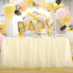 Suppromo Ivory Tulle Table Skirts for Rectangle Tables or Round Tables 9ft Tutu Table Skirt Cloth for Bridal Shower Birthday Party Baby Shower Gender Revea Banquet Decorations - Image 3