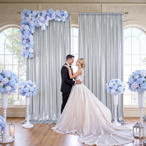 30x10FT Silver Sequin Backdrop Curtain for Party - 6 Panels 5x10FT Wrinkle-Free Shimmer Drapes for Birthday, Wedding, Christmas, Decorations & Photography - Image 4