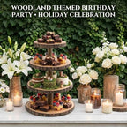 SENMUT 4 Tier Rustic Wood Cupcake Stand with Natural Bark, Varnish Finish, for Wedding, Birthday, Farmhouse Party - Image 5