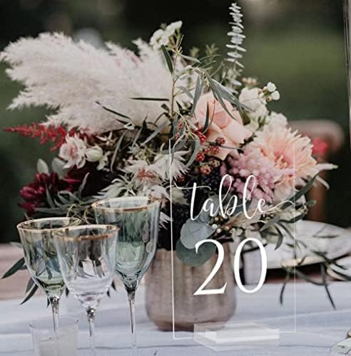 Clear Acrylic Wedding Table Numbers 1-20 with Stand- 20 Pack 4x6 Inch Acrylic Clear Table Number Signs Printed Calligraphy Font for Wedding, Event& Party - Image 4