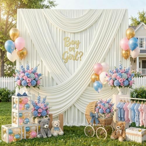 50ftx12ft Ivory Backdrop Curtain for Wedding Party 10 Panels 5×12FT Tall - Image 3