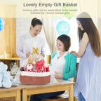 2 Pack Small Woven Basket with Gift Bags and Ribbons, Empty Baby Gift Baskets for Kids Women Men, Shelf Storage, Small Cat Dog Pet Toy Boxes, 13”x 9”x 5.5” - Image 3