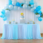 Frozen Theme Party Tulle Table Skirt for Rectangle Tables 14ft Blue Ruffle Tutu Table Cloth Cover for Winter Wonderland Baby Shark Baby Shower Birthday Party Wedding Decorations - Image 2