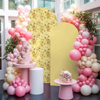 Yellow Summer Arch Backdrop Cover 6.6 ft Modern Bees Honeycomb 2 Sided Wedding Arch Covers Stretchy Backdrop Round Top for Birthday, Party, Baby Shower Decorations - Image 7