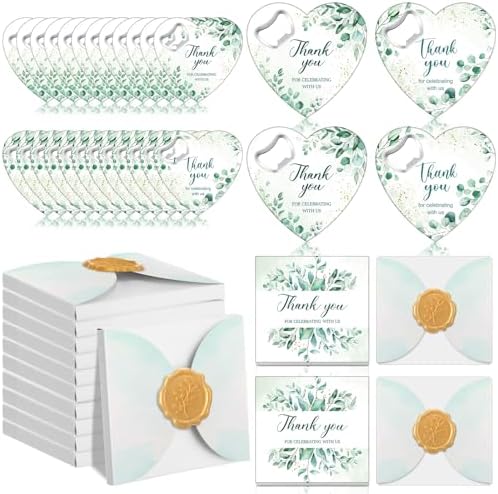 Pickmesh 50 Sets Wedding Favors Heart Magnetic Bottle Opener with Gift Box by Pickmesh