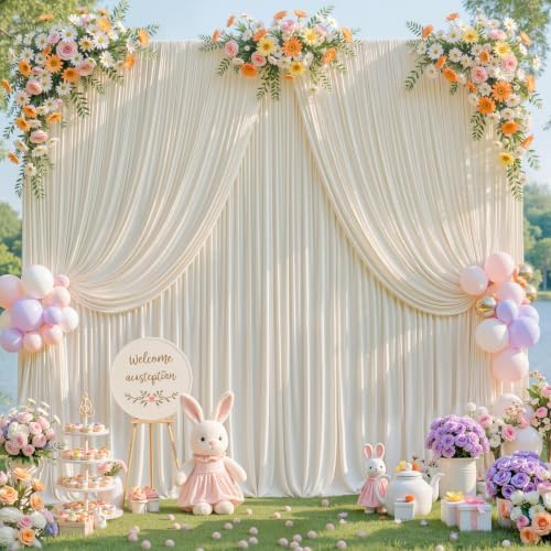 50ft x 10ft Beige Backdrop Curtains, Beige Cream Drapes for Backdrop Fabric - Image 5