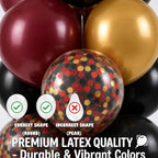 Hiins Balloon Column Kit Set of 2, Burgundy Black Gold Birthday Party Decor - Image 4