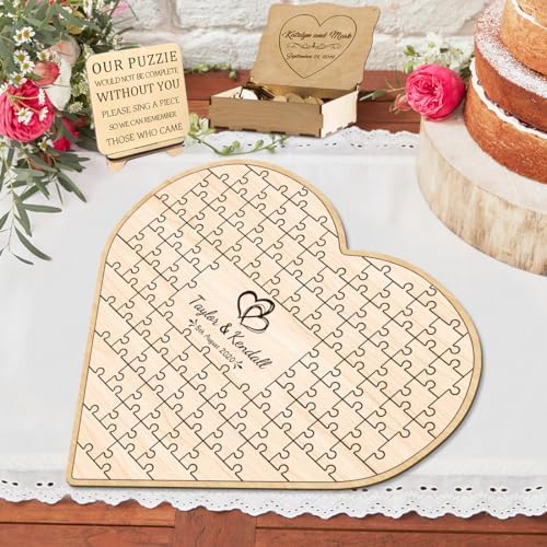 Personalized Tree of Life Wedding Guest Book Alternative Custom Wedding Guest Book Love Tree Puzzle Rustic Wedding Decorations for Party Engagement Reception Anniversary - Image 5