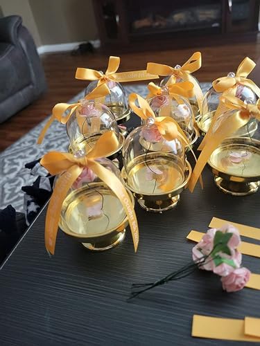 25 Personalized Ribbons Assesmbled Bows Custom Bridal Shower Favor Party Favors Wedding Bridesmaid Memorial Ribbons Funeral Baby Invitations Mis XV años Quinceanera (Yellow Ribbon) - Image 4