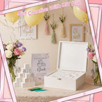 224 Pcs Baby Shower Blocks to Decorate Kit With 98 White Wooden Blocks, White Wooden Box, 24 Markers, 100 Pattern Templates, Sign, Complete Baby Shower Activity Kit for Gender Reveal Party Decorations - Image 5
