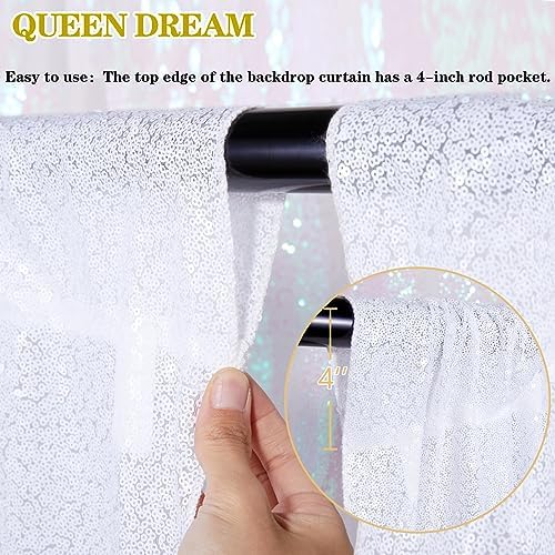 Sparkly Backdrop White Sequin Photo Backdground Curtain 3 Pack 2x8ft - Image 3