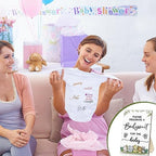 Handepo 26 Pcs Baby Shower Games DIY Bodysuit Set 1 Wooden Sign 15 White Bodysuits 10 Fabric Markers for Birth Decorating Kit(Woodland Animal) - Image 7