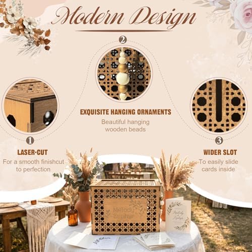 Personalized Wooden Card Box for Wedding, Bridal Shower, Engagement Party - Image 5