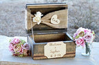 Rustic Wedding Card Box Shabby Chic Card Holder Bridal Shower Decor Burlap Wedding Keepsake Trunk - Image 4